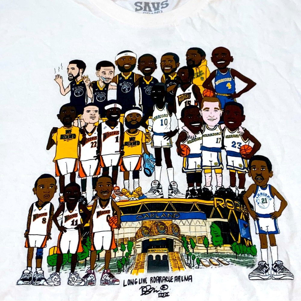 RARE SAVS BRAND Golden State Warriors Roaracle Arena White T-Shirt Large